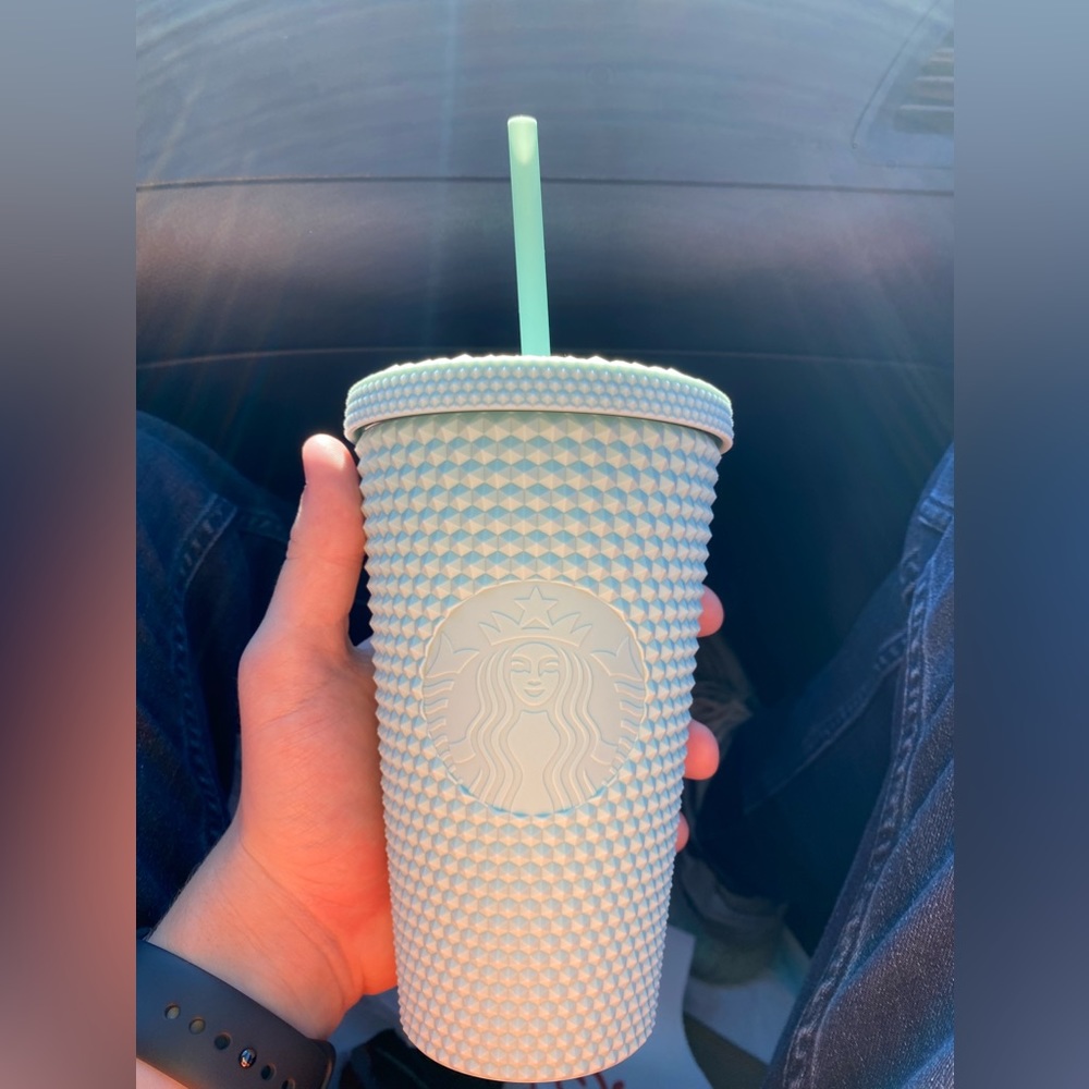 Starbucks 2021 Holiday Bling Studded Cold Cup Tumbler 16oz ( Mint green )